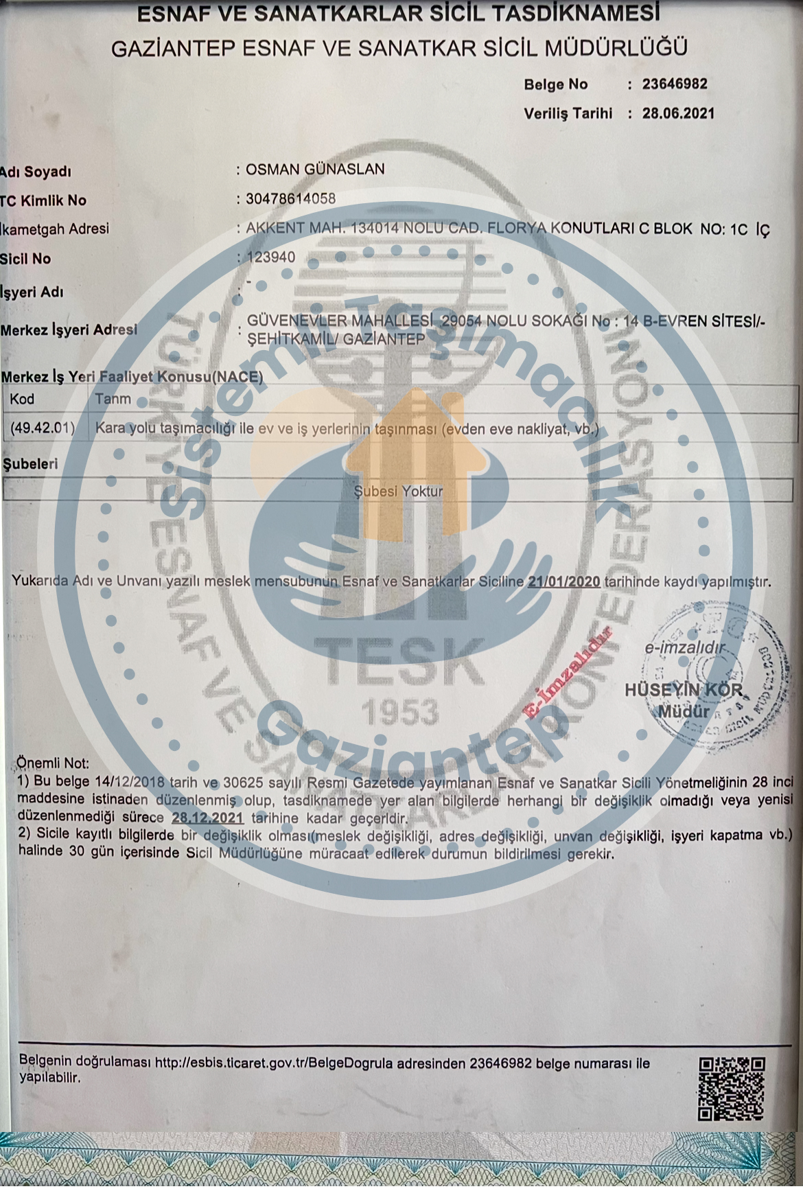 İş Yeri Açma ve Çalıştırma Ruhsatı